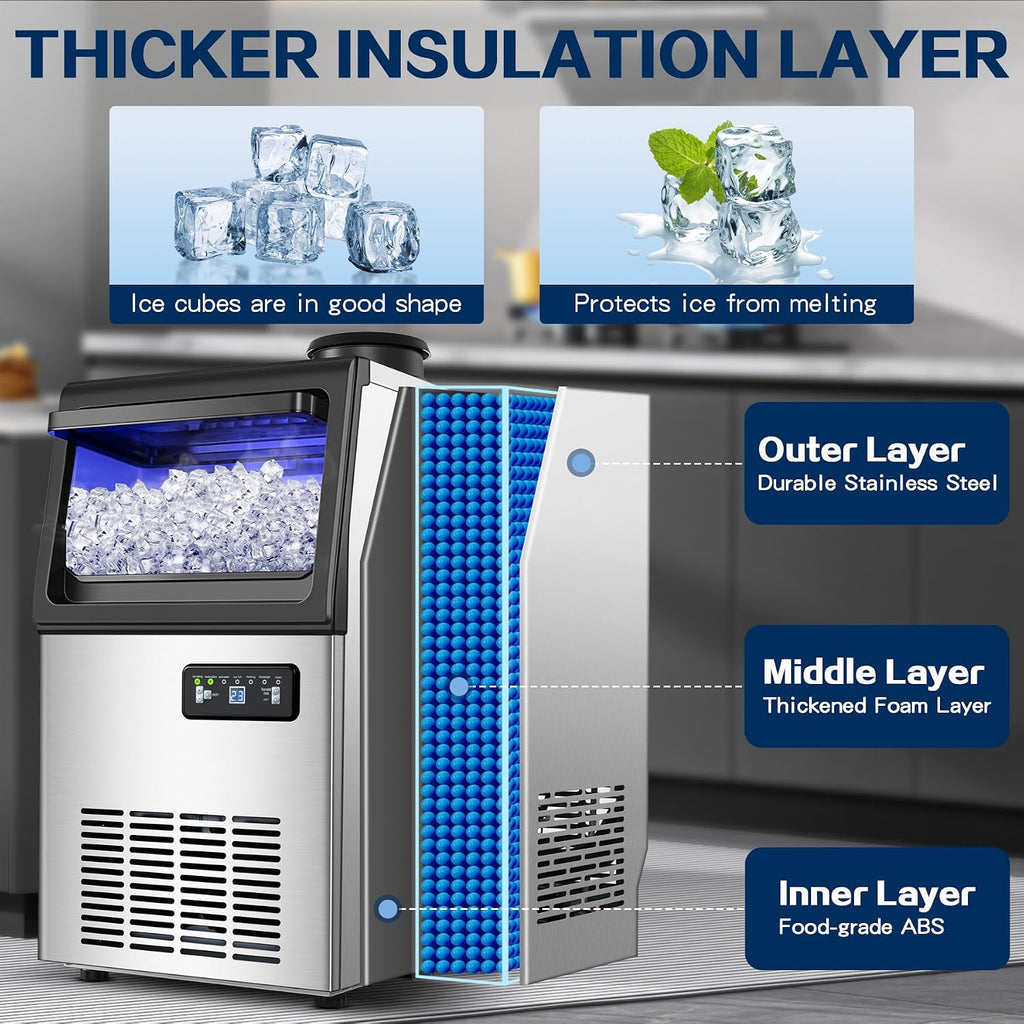 110LBS/24H Commercial Ice Maker Machine Under Counter/Freestanding