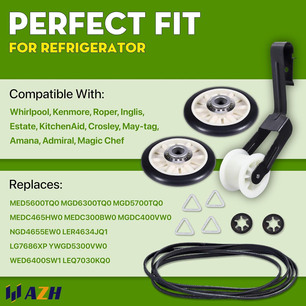 Dryer Roller Belt Kit Replaces For Whirlpool WED4815EW1, Maytag MEDX655DW1