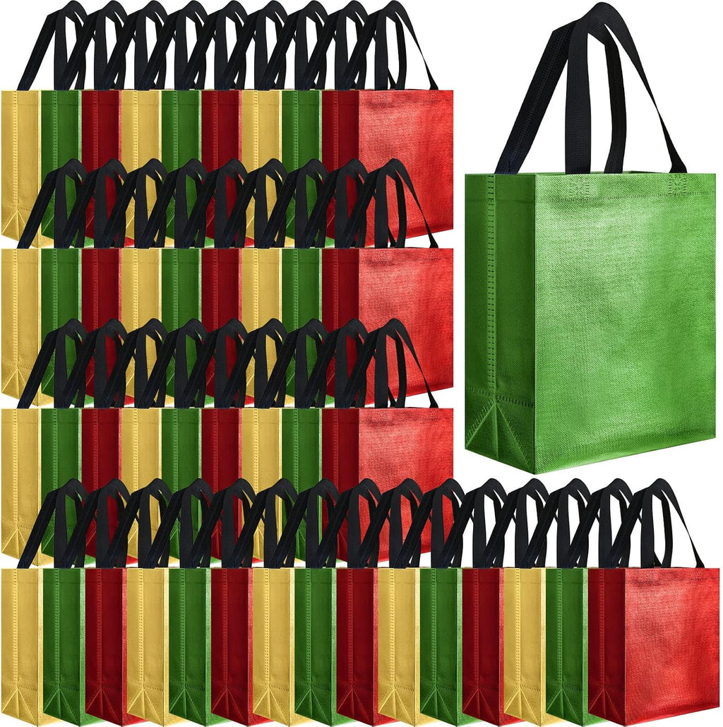80 Pcs Reusable Gift Bags, Medium, Red, Gold, Green