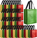 80 Pcs Reusable Gift Bags, Medium, Red, Gold, Green
