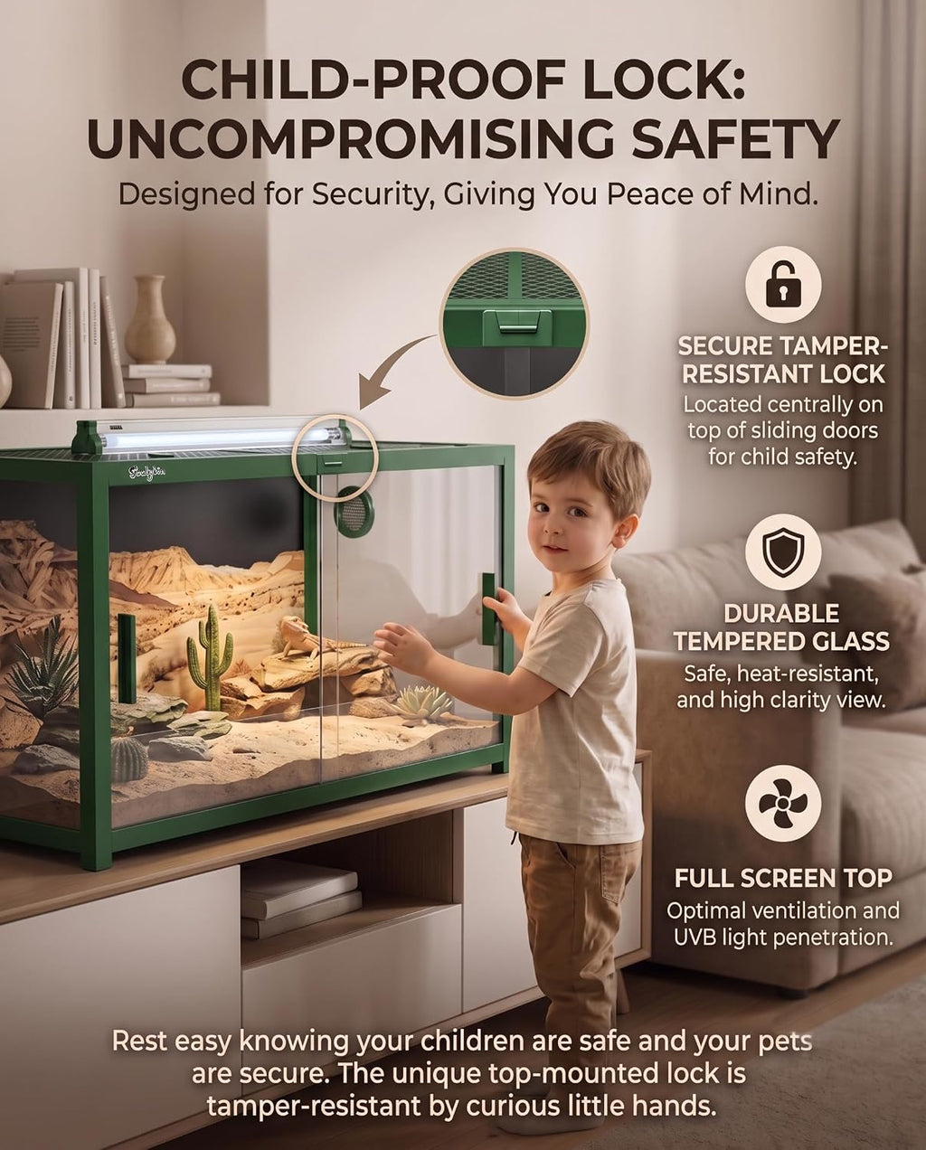 68 Gallon Reptile Tank, Reptile Enclosure Front Sliding Door | Stackable ventilation reptile terrariums Tank