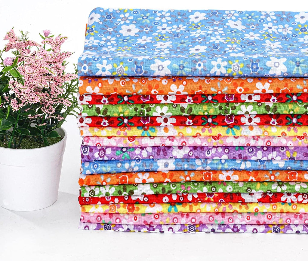 15 Pcs 20 x 20 Cotton Fabric Floral Square Quilting Patchwork Flower Fabric Fat Quarter Colorful Printed Square