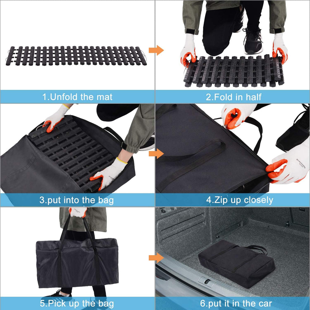 Portable Vehicle Recovery Traction Mat Tracks for Car/Truck in Mud, Snow, Ice，Sand Emergency Strong Grasping Strength