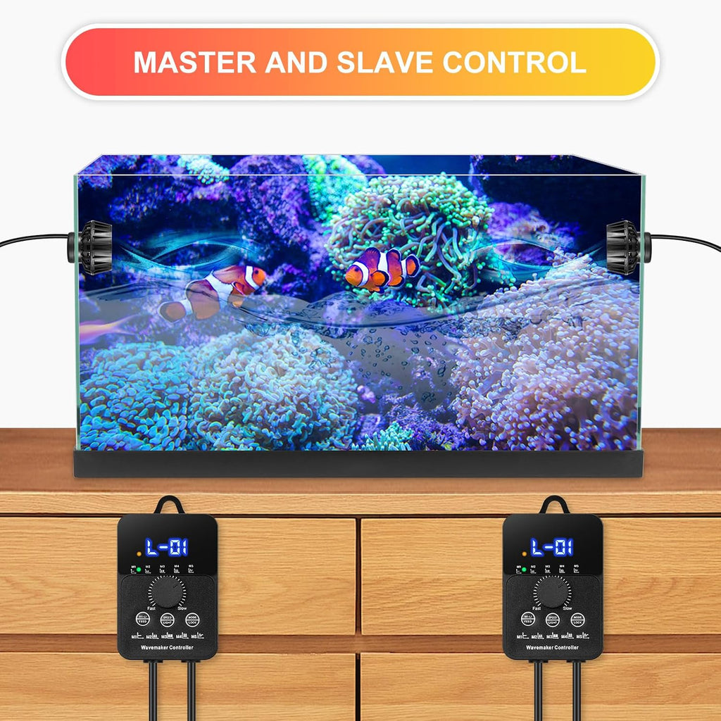 2100GPH Aquarium Wave Maker with Controller Mini DC 24V 12W Powerhead with Magnetic Mounting, Wavemaker with LED