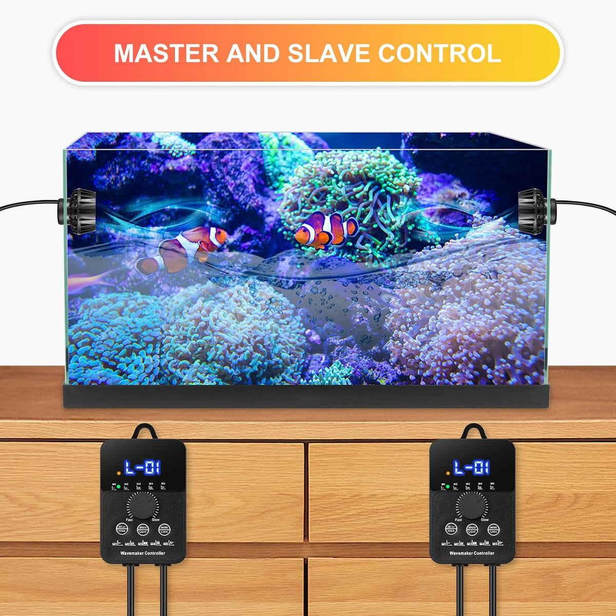 2100GPH Aquarium Wave Maker with Controller Mini DC 24V 12W Powerhead with Magnetic Mounting, Wavemaker with LED
