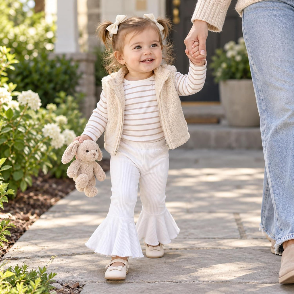 Baby Girl Flare Pants 3 Pack Ribbed Toddler Bell Bottoms 6M-3T