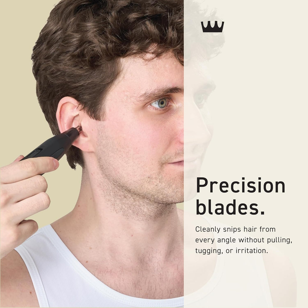 Nose & Ear Hair Trimmer for Men, USB-C Cordless Eyebrow Trimmer | Rotary stainless steel blades for nose, ear &