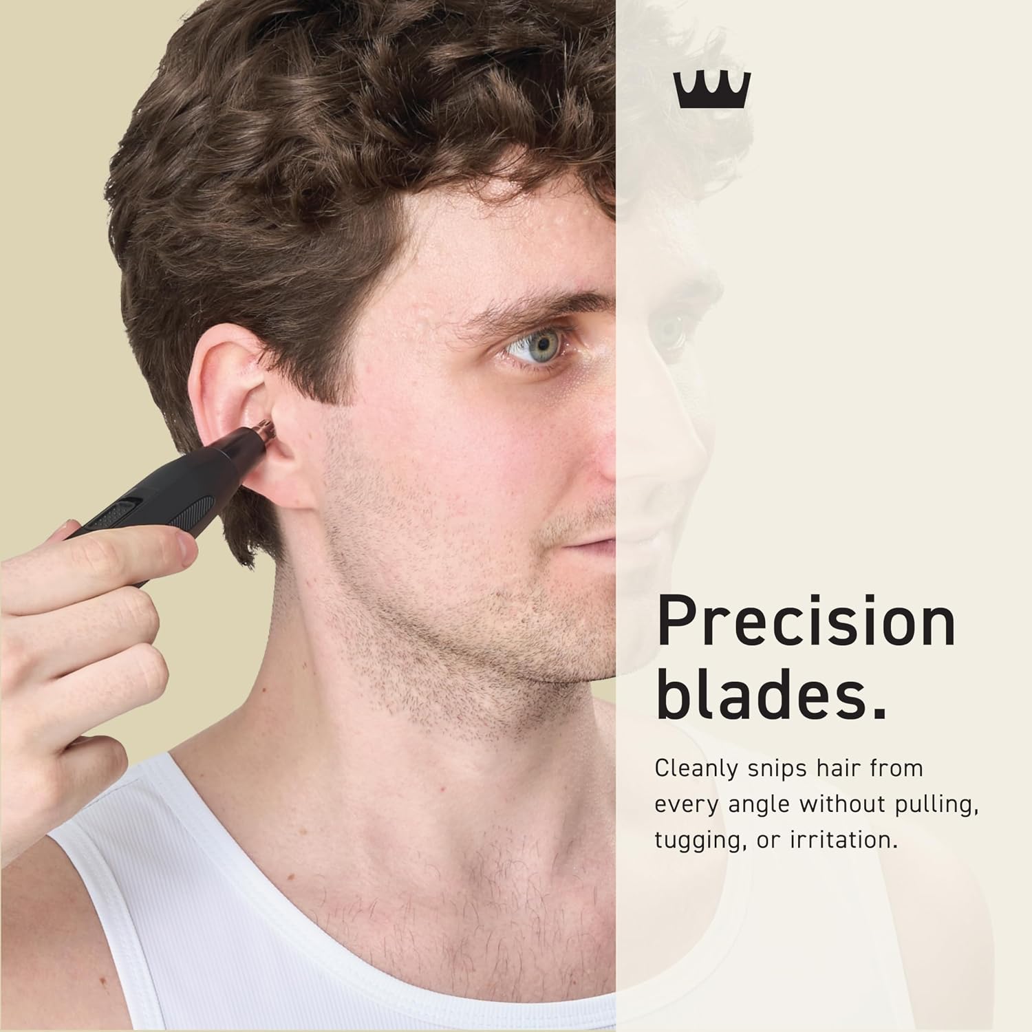 Nose & Ear Hair Trimmer for Men, USB-C Cordless Eyebrow Trimmer | Rotary stainless steel blades for nose, ear &