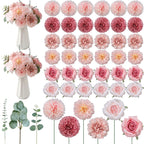 98pcs Artificial Flowers with Stems, Pink Color