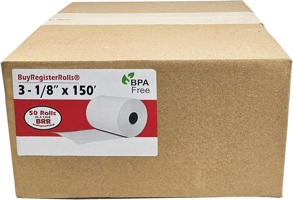 (50 Rolls) 3 1/8 x 150 Thermal Paper Receipt Rolls fits all Clover 55 GSM POS Cash Register Printers SCP700 TSP100