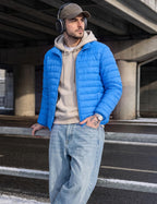 Winter Coats for Men Quilted Full Zip Puffer Jacket Blue 2XL