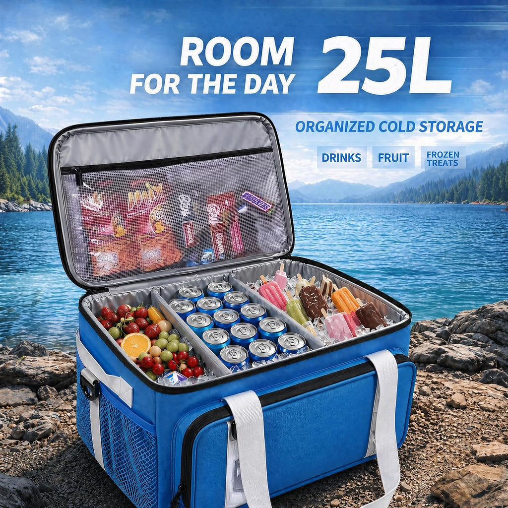 Paddle Board Cooler Bag, 25L Insulated SUP Deck Bag Fits 30 Cans, Water-Resistant Kayak Cooler with Top Bungee