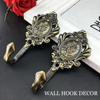 2Pcs Curtain Tiebacks Hook Vintage Bronze Rose Pattern Carved Wall Hooks