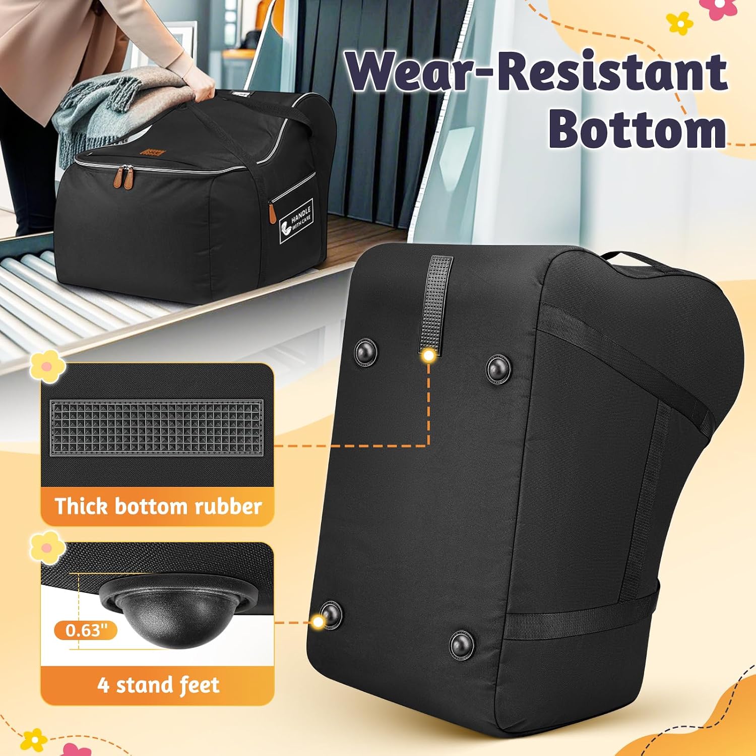 Car Seat Travel Bag Fits Infant Carseat with Anti-Rebound Bar Base | Padded, Side Pocket for Baby Essentials