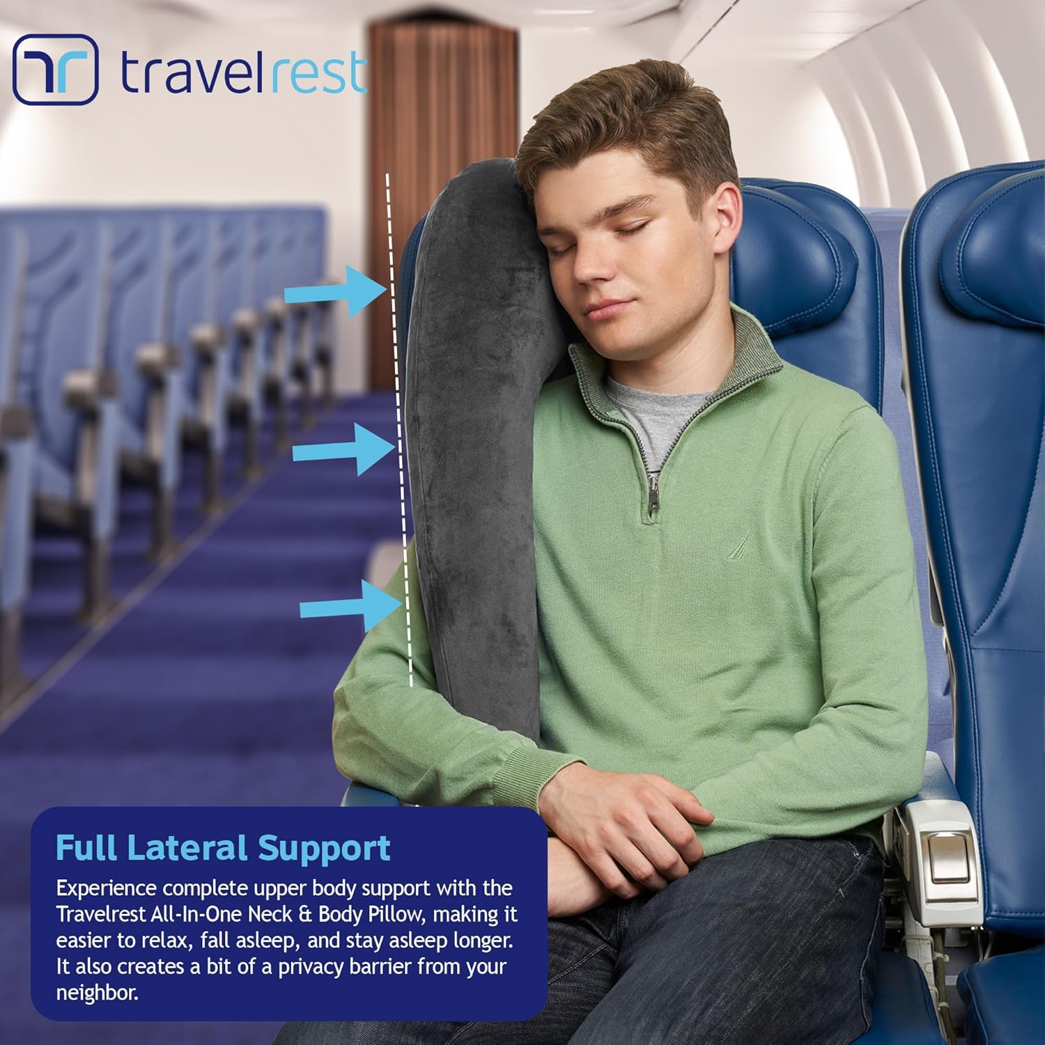 All-in-One Travel Neck Support & Body Pillow - Airplane Pillow for Long Flight Comfort, Travel Essentials, Sleeping