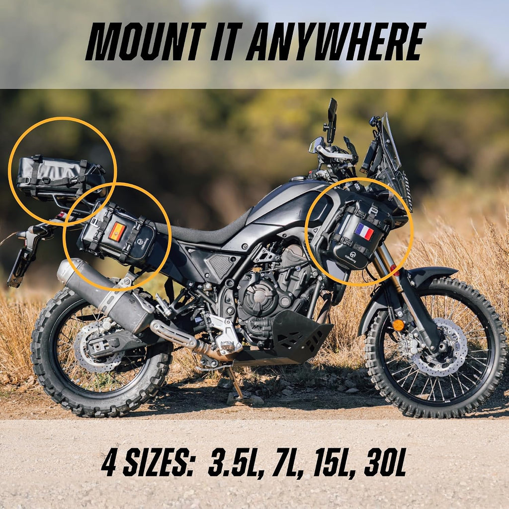 7L (S) Waterproof Motorcycle Tail Bag Motorcycle Dry Bag Crash Bar Bags used as Luggage Sissy Bar Back Seat Saddle