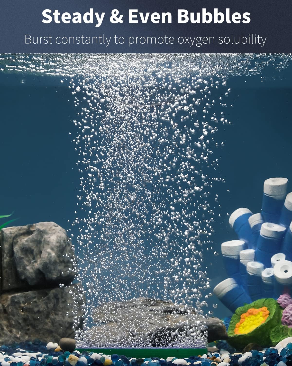 Aquarium Air Stone Bar Bubbler 4 Inch, Fish Tank Bubbler Stone with Plastic Base Square Oxygen Diffuser for Nano Air