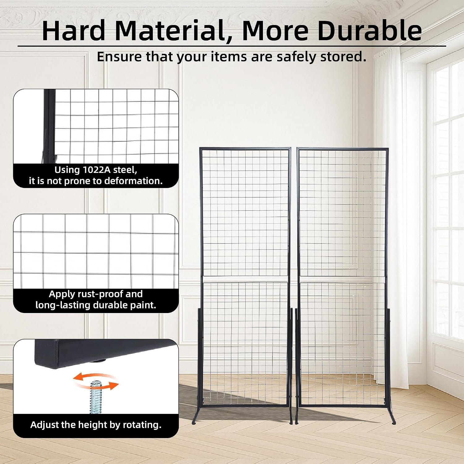 2 Packs Grid Wall Panels Tower 2' x 5.6' Double Side Wire Gridwall Display Racks with T-Base for Craft Shows Retail
