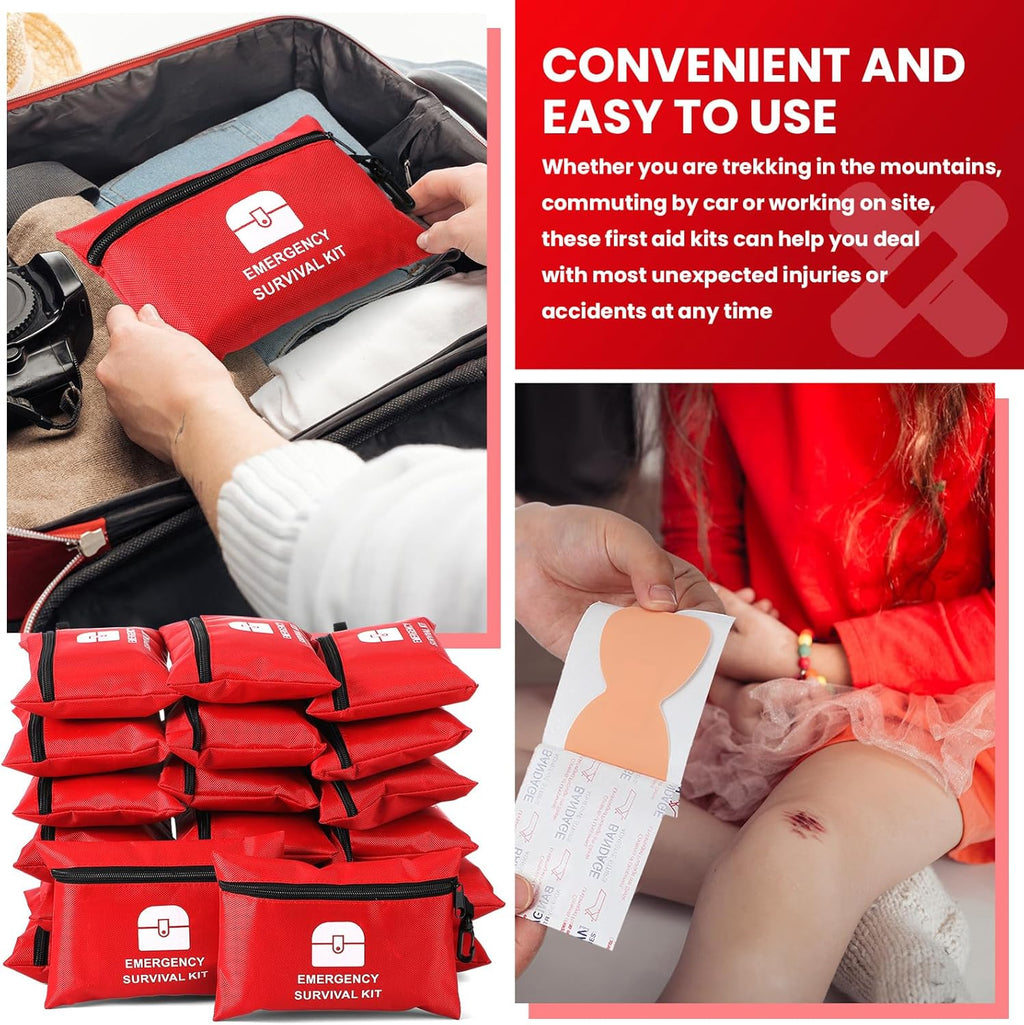 20 Bags Small First Aid Kits Bulk Mini Travel Size Emergency Individual Zipper Pouch Self Care Package Supplies for