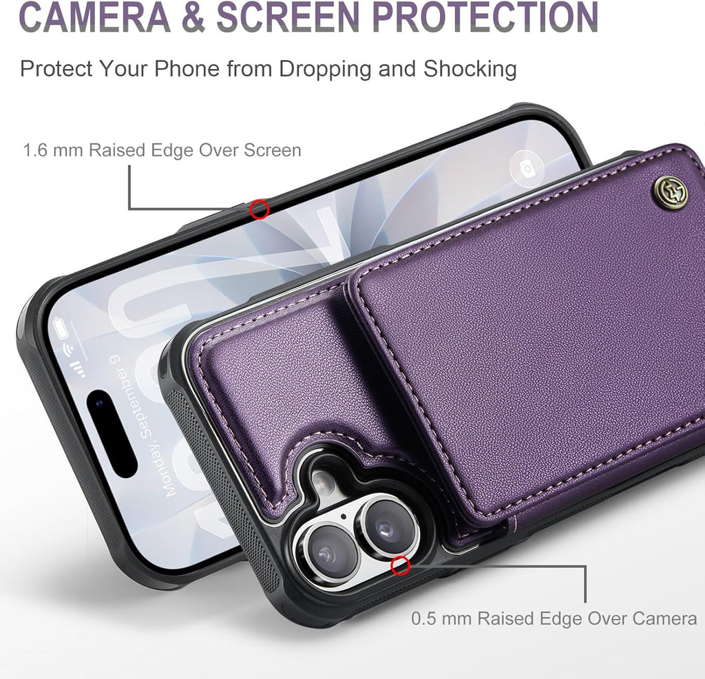 for iPhone 17 Wallet Case with Card Holder, RFID Blocking Credit Slots Kickstand Shockproof Phone Cover Fit for