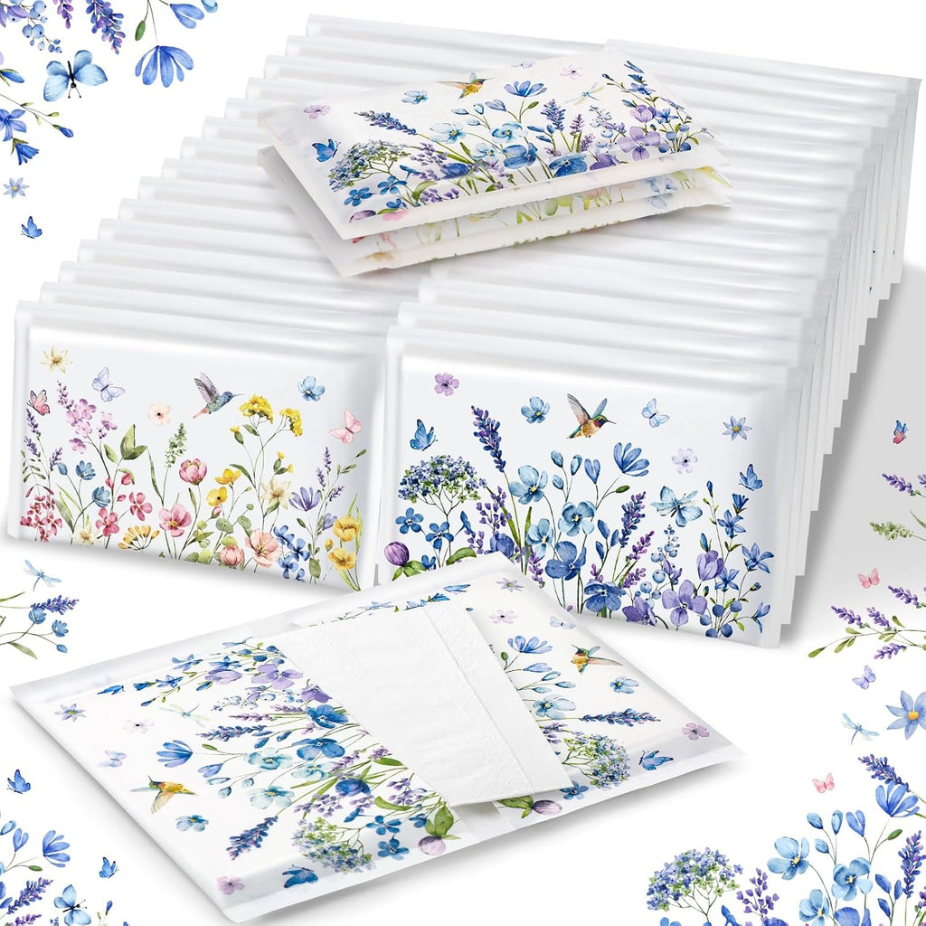 100 Pack Floral Pocket Tissues, 3 Ply Wallet Size Pocket Tissues