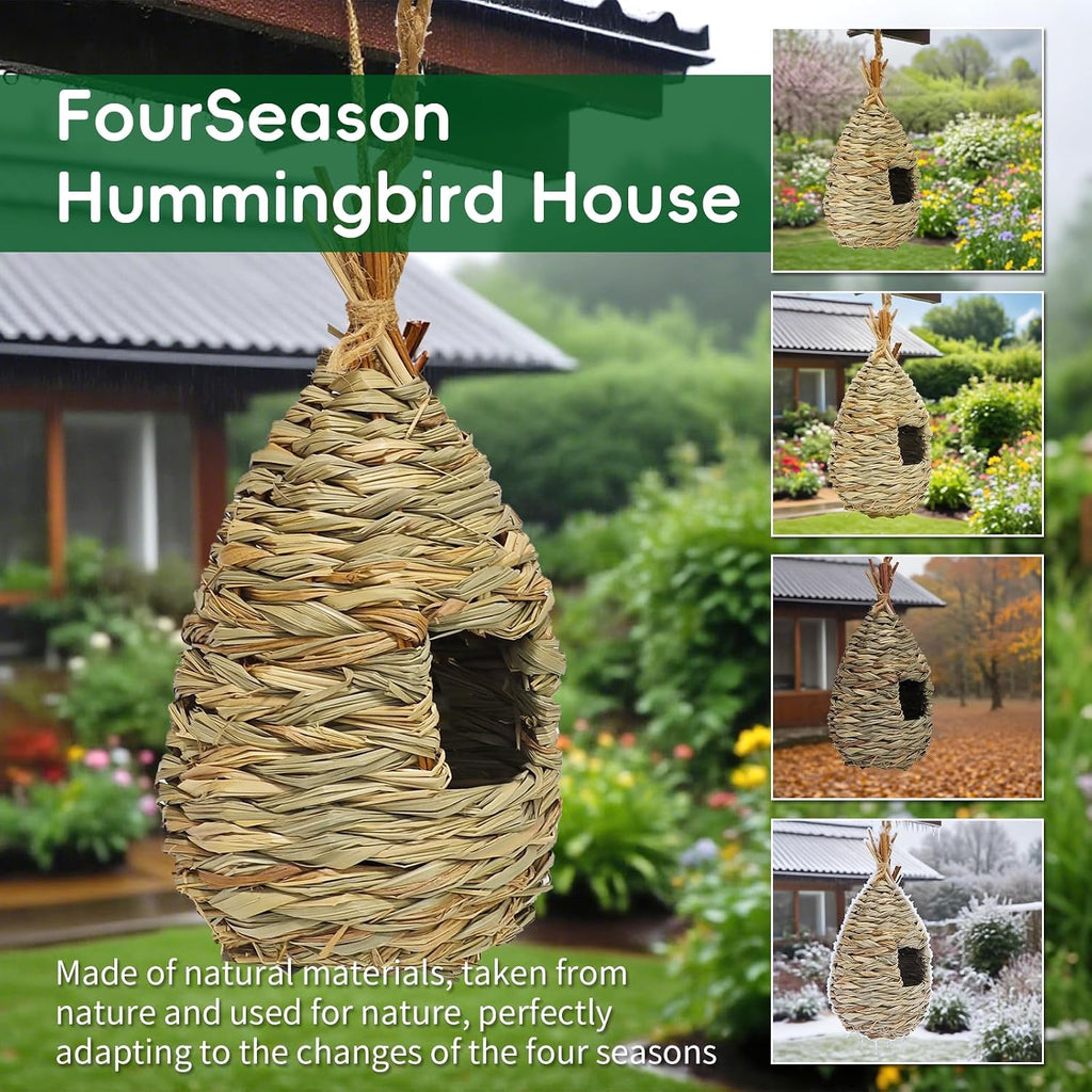 Hummingbird Houses 3Pcs Hand Woven Grass Hanging Bird Nest