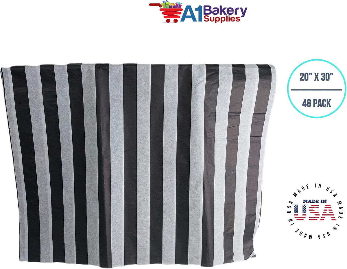 Black & White Stripes Tissue Paper 20 X 30 - (48 Pack)