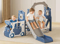 Toddler Slide and Swing Set, Bus Themed Kids Slide for Toddlers Age 1+, Toddler Outdoor Indoor Playset (Blue)