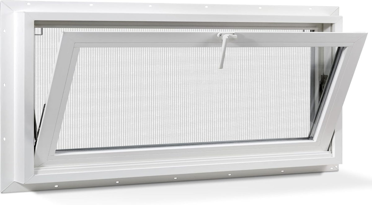 Vinyl Hopper Basement Window 32" x 16" White
