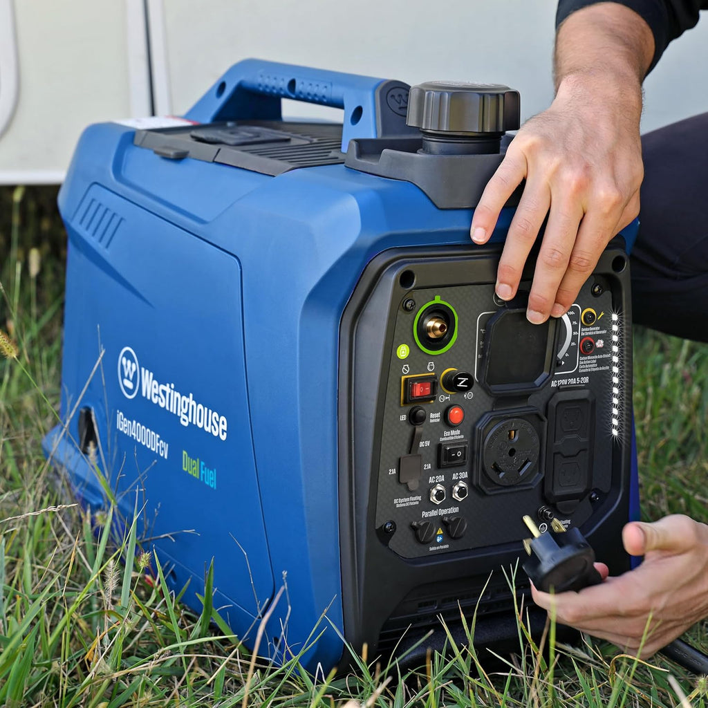 4000 Peak Watt Super Quiet Dual Fuel Portable Inverter Generator, Wheel & Handle Kit, Gas & Propane Powered, RV