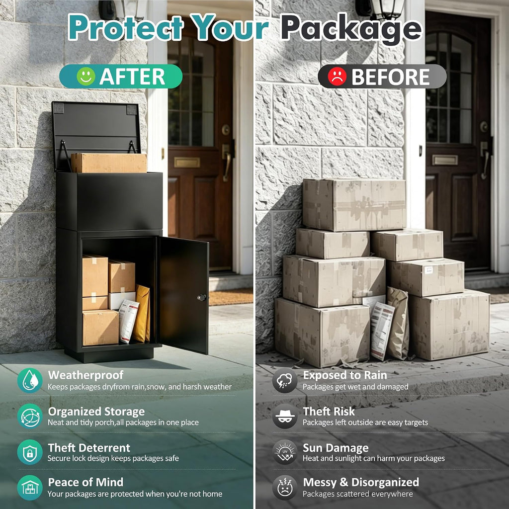 Parcel Drop Box for Outside, Extra Large Package Delivery Box with Secure Storage, Anti-Theft Galvanized