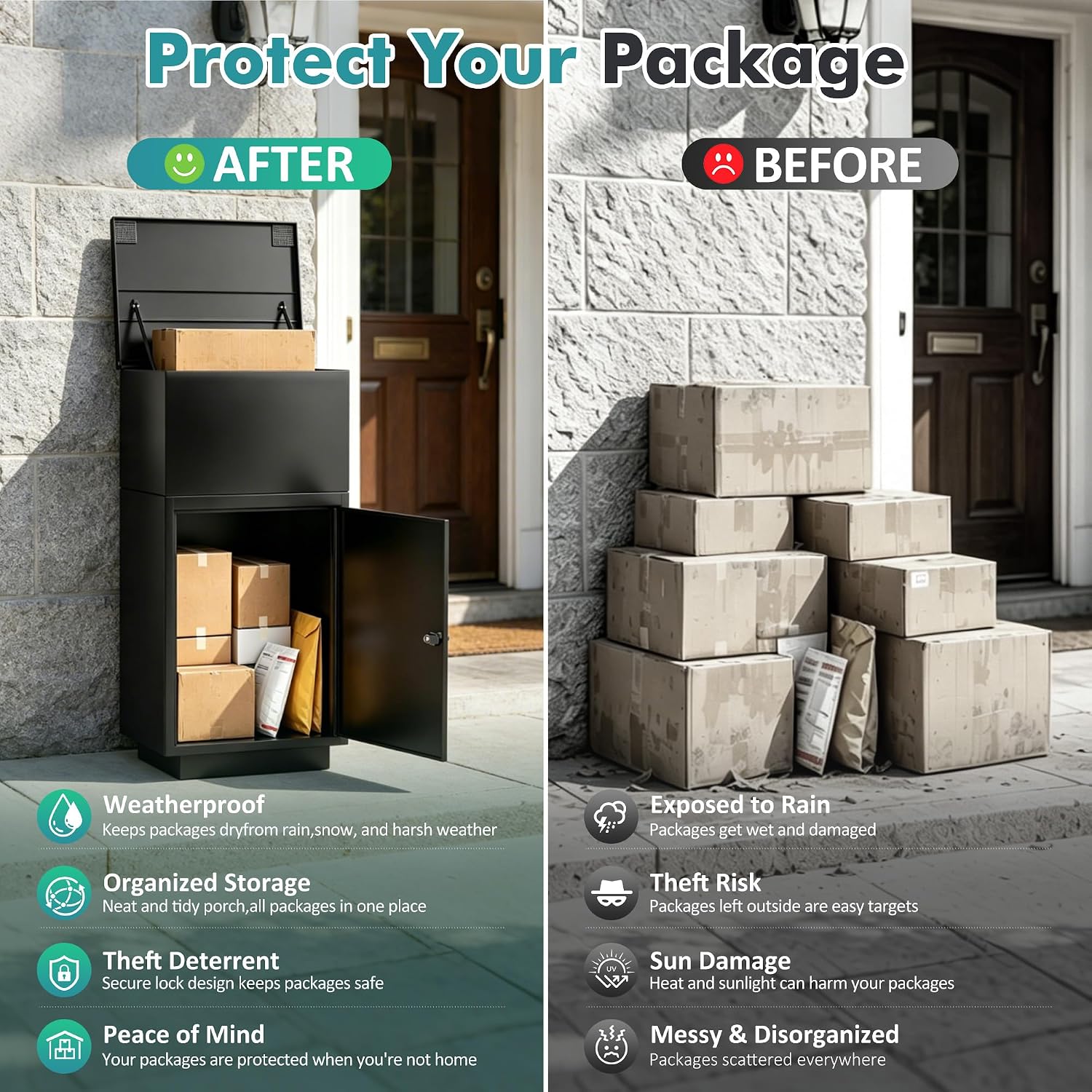 Parcel Drop Box for Outside, Extra Large Package Delivery Box with Secure Storage, Anti-Theft Galvanized