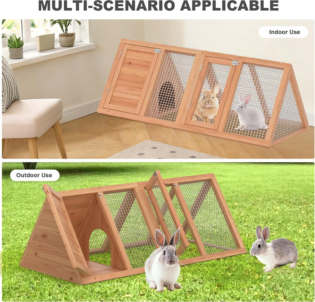 Small Chicken Coop, Wooden Rabbit Hutch Outdoor(Natural Wood)