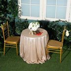 120-Inch Round Sequin Tablecloth for Party Cake Dessert Table Exhibition Events, Champagne