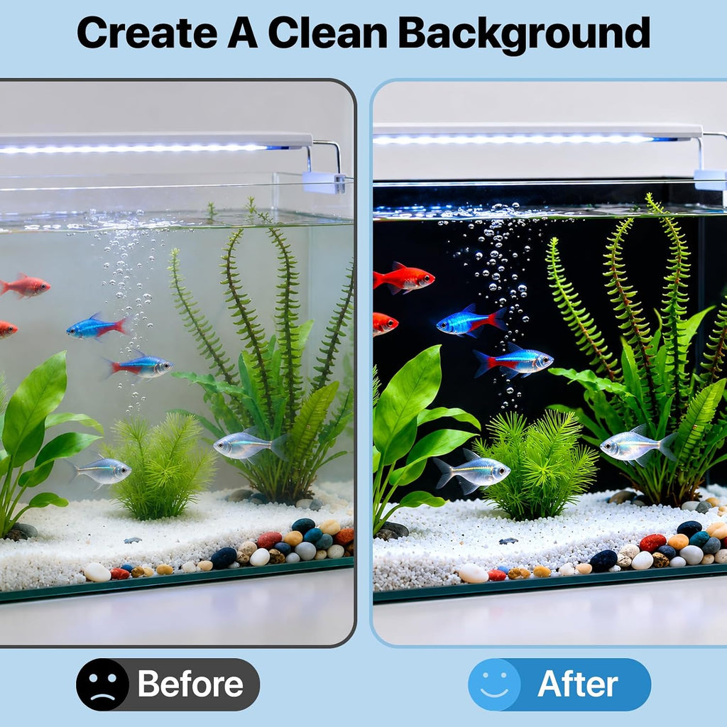 Black Aquarium Background, Static Cling Fish Tank Backdrop Wallpaper, Glue-Free, Reusable PVC Aquarium Décor