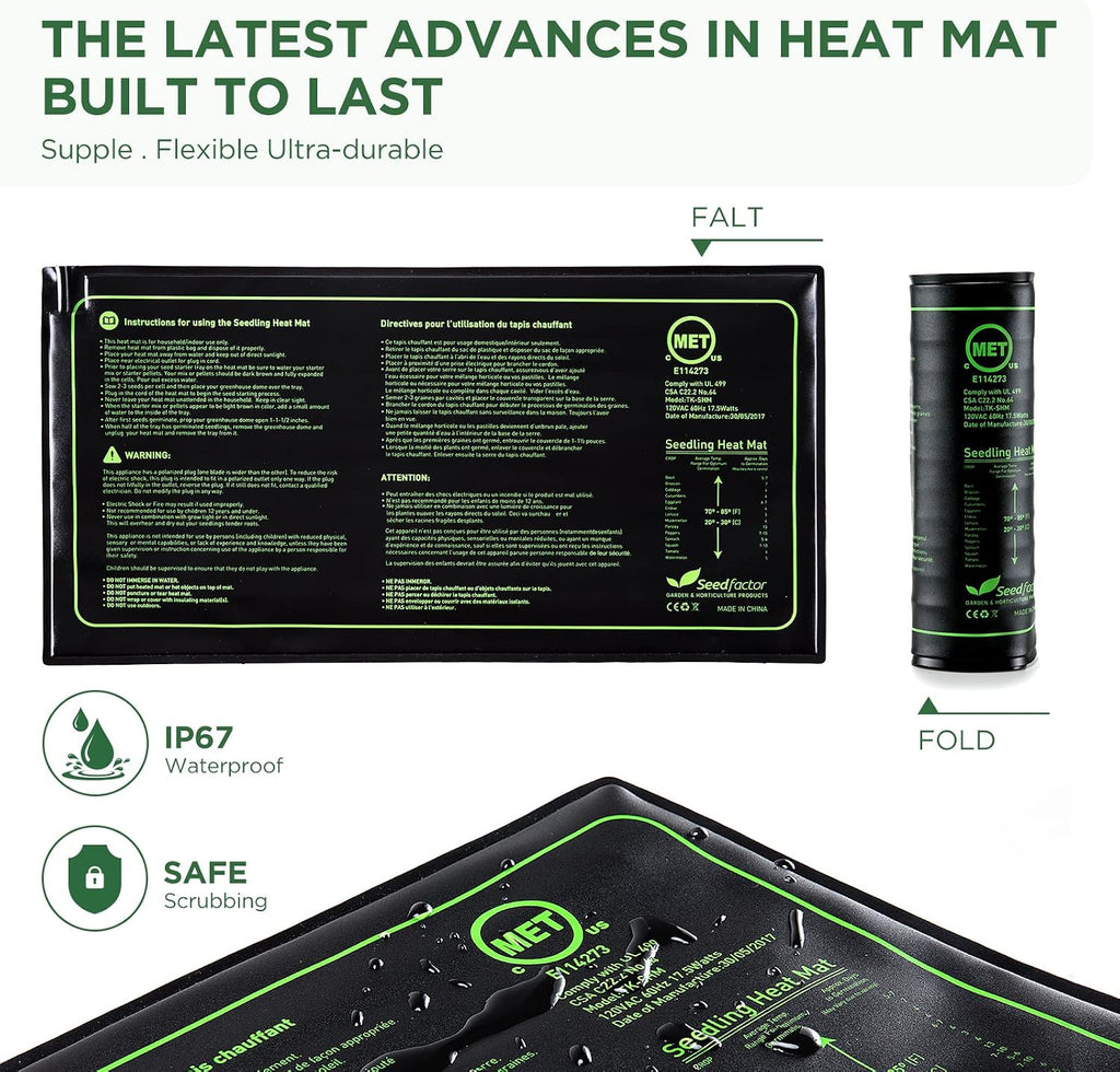 7-Pack Seed Starter Tray with Heat Mat (12 Cells per Tray), Plant Germination Trays with Adjustable Humidity Dome