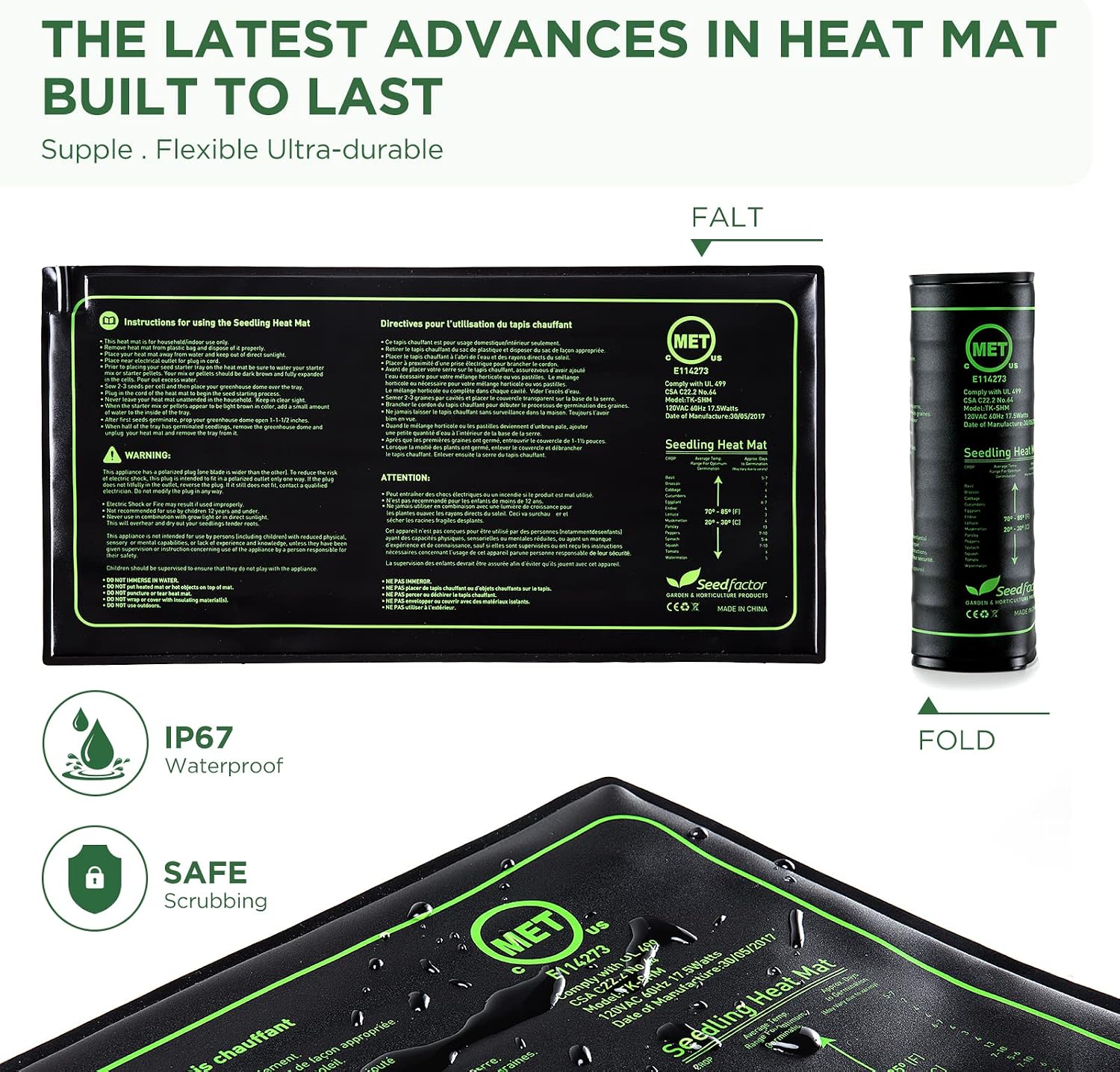 7-Pack Seed Starter Tray with Heat Mat (12 Cells per Tray), Plant Germination Trays with Adjustable Humidity Dome