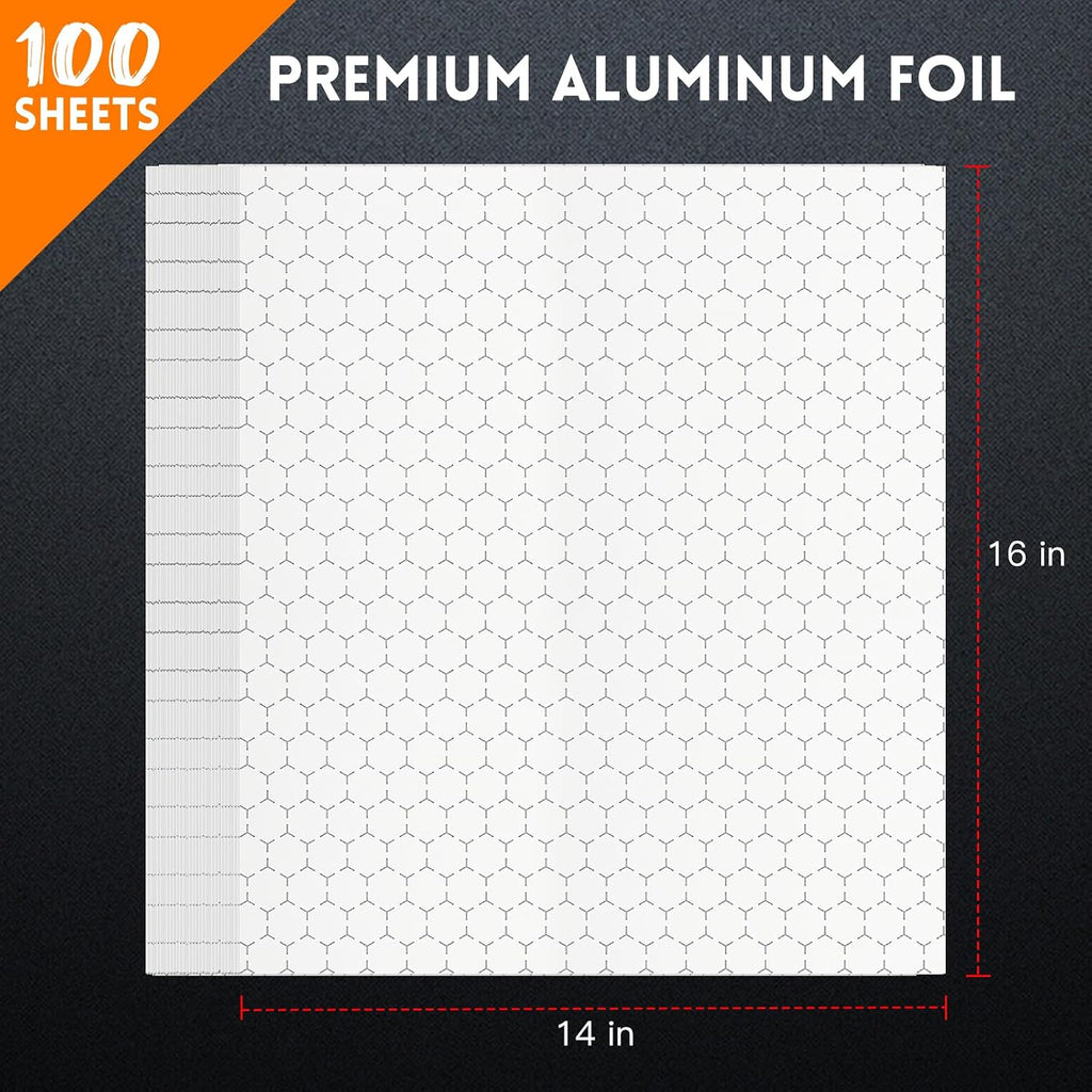 100 Pcs Insulated Aluminum Foil Sandwich Wrap Sheets, 14" x 16"