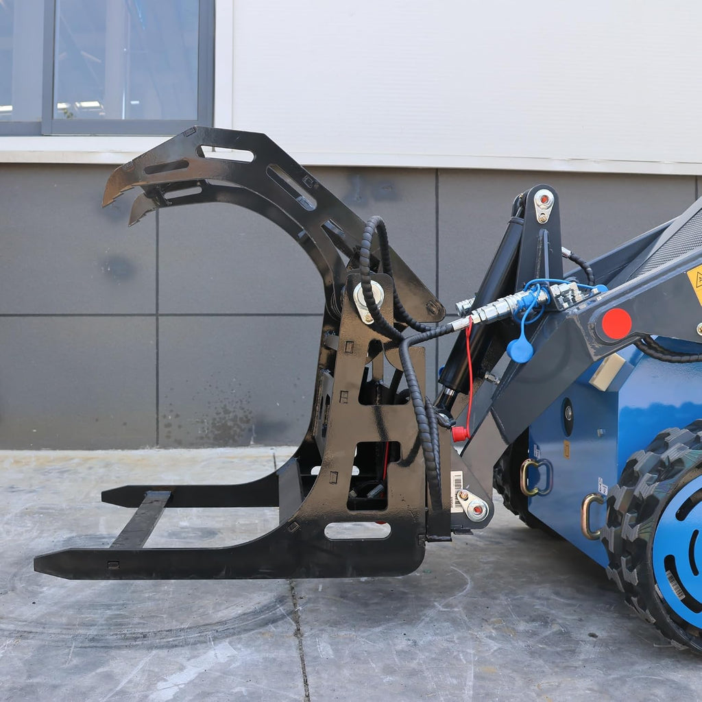 Mini Skid Steer Log Grapple Attachment, Compact Utility Loader Brush Grapple, 25-Inch Hydraulic Wood Claw, Skid Steer