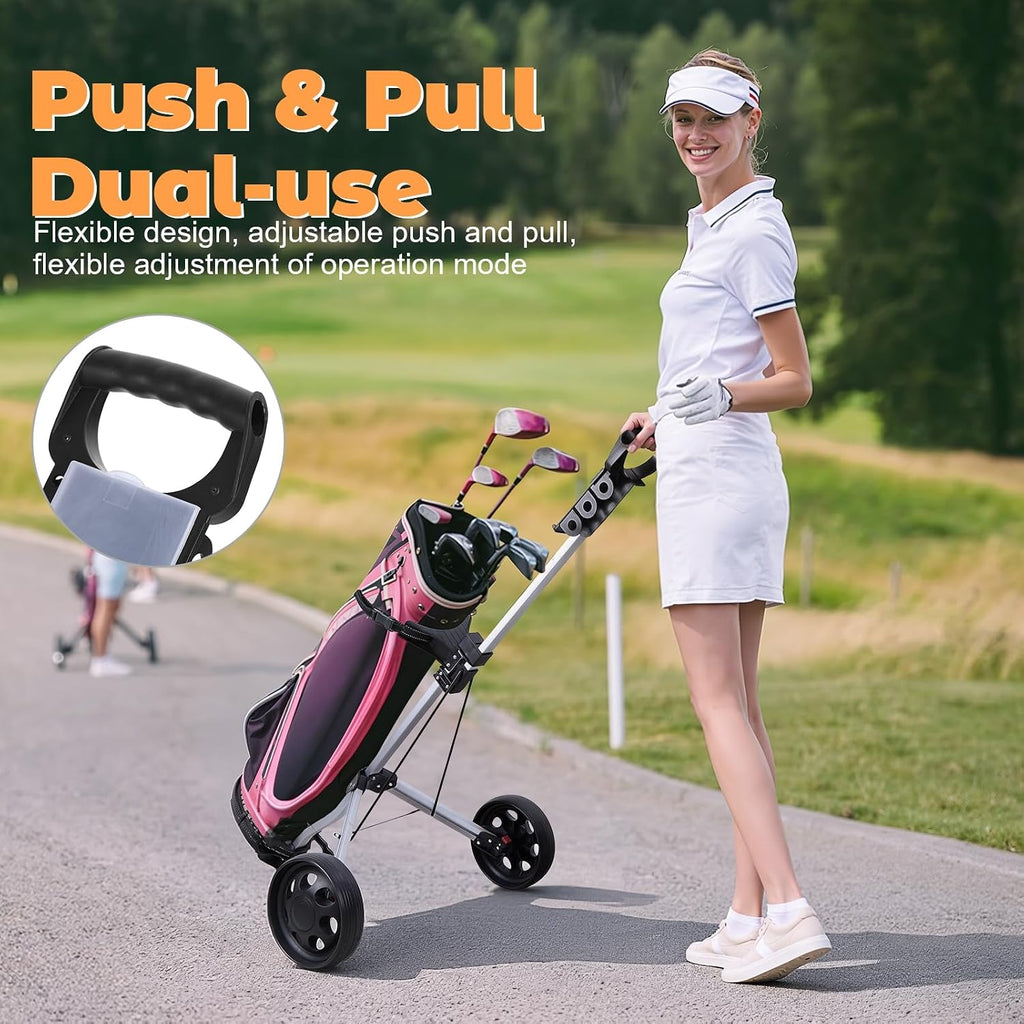 2-Wheel Golf Pull Cart, Foldable Golf Push Cart with Scorecard Holder