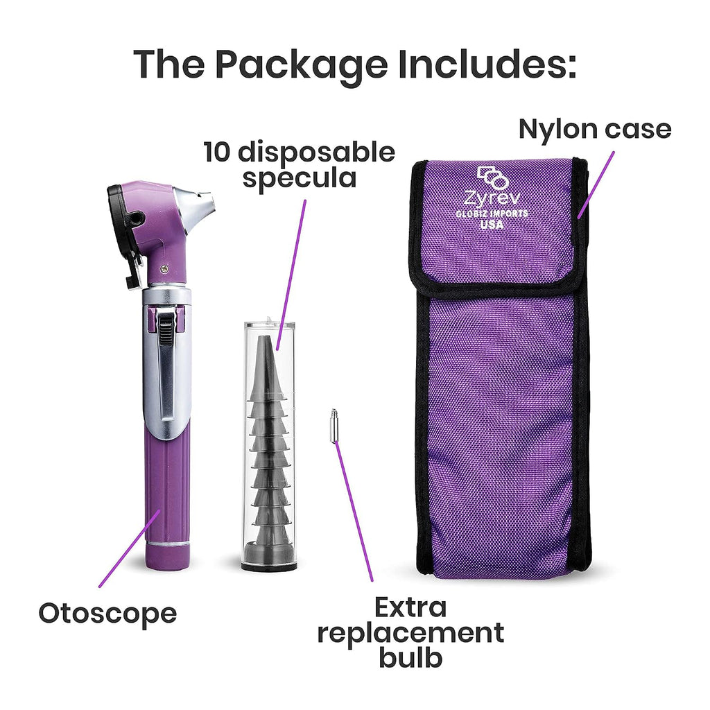 ZetaLife Otoscope - Ear Scope with Light, Ear Infection Detector, Pocket Size (Purple Color)