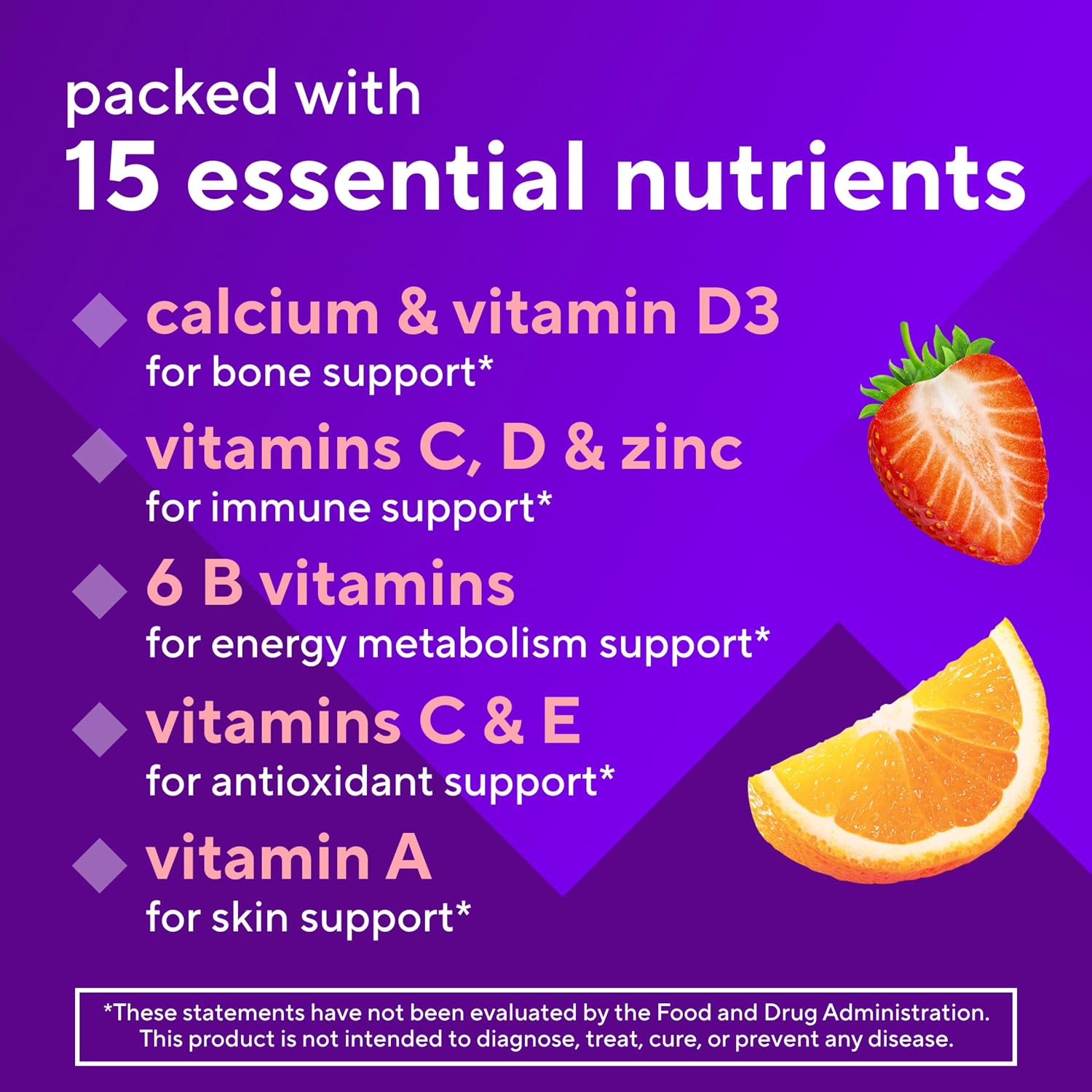 GLP-1 Support Multivitamin, Vitamin and Mineral Blend, 15 Essential Nutrients, Citrus Berry Flavor, 90 Count, 45 Day