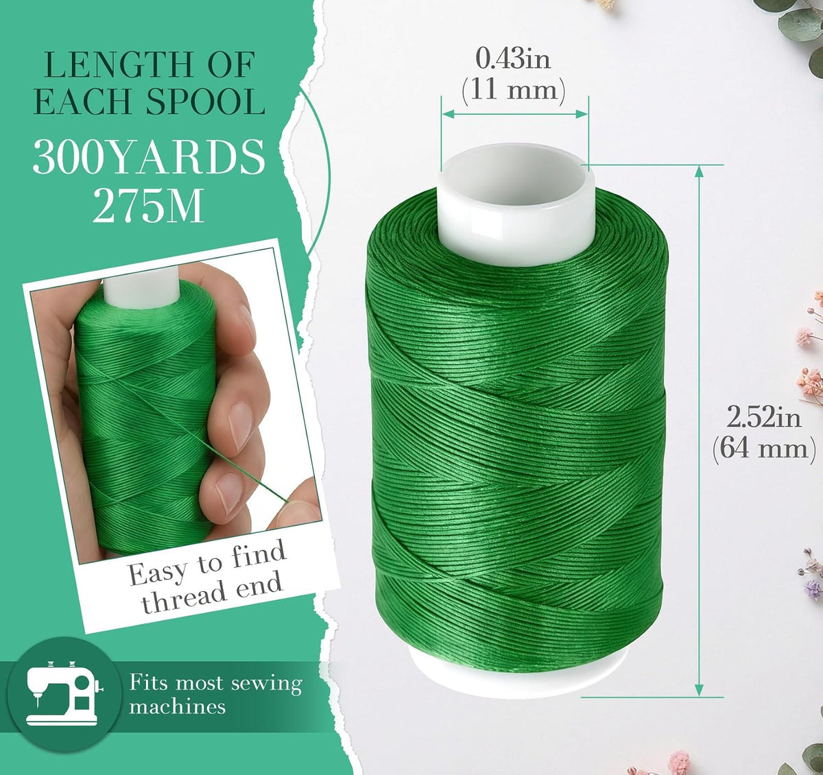 Sewing Thread Kit 36 Colors 300 Yard per Spool with Needles | All Purpose Polyester Thread for Sewing Machine&Hand