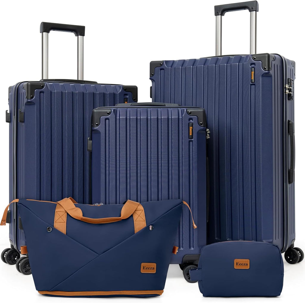 Luggage Sets 5 Piece，Hardside Luggage with Spinner Wheels, Lightweight ABS Hard Shell Travel Luggage with TSA Lock