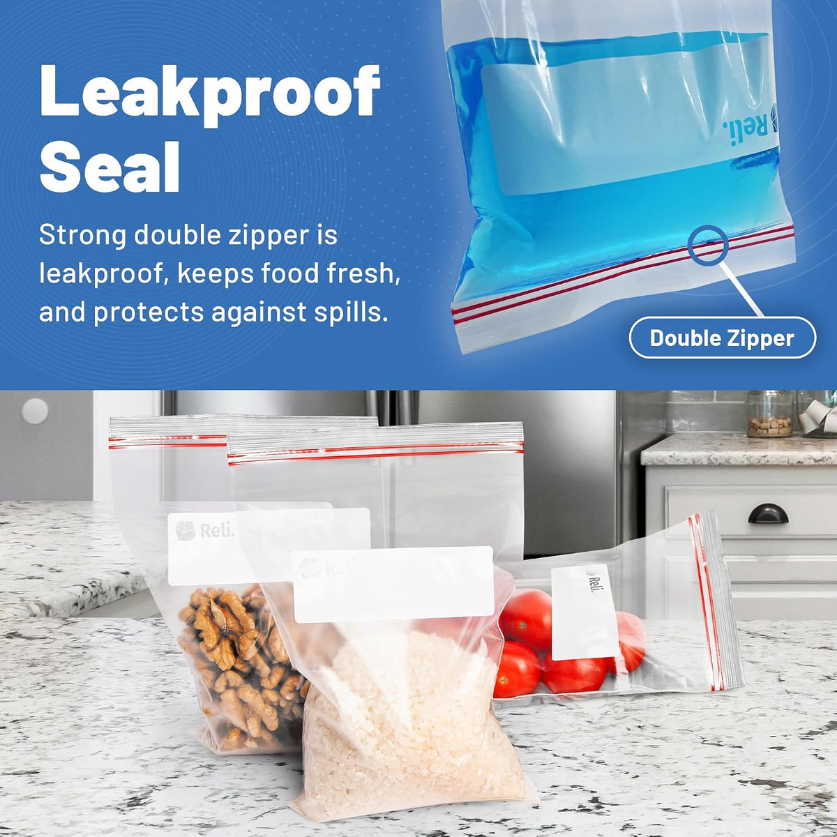 Gallon Food Storage Bags (300pk) | Resealable Storage, Gallon Size