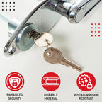 Garage Door Lock Kit, Keyed L-Handle with Inside Slide Lock Latch Mechanism, Complete Replacement Set with 2 Keys