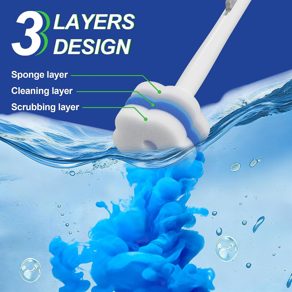 Disposable Toilet Brush and Plunger Set, Dual Handdle Toilet Plunger, All-in-1 Bathroom Cleaning Kit with 18PCS