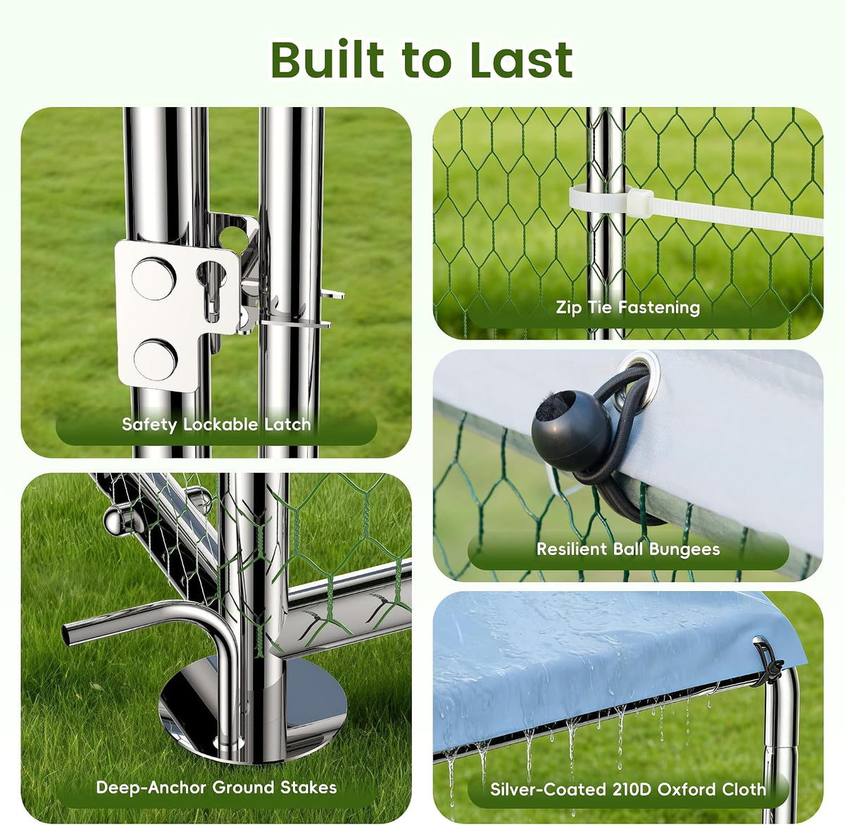 Outdoor Metal Chicken Coop Large Walk-in Poultry Cage Spire-Shaped Chicken Run with Waterproof and Anti-Ultraviolet