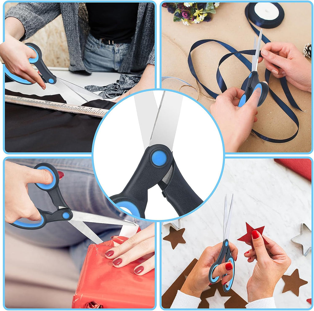 Left Handed Scissors and Kitchen Shears, Lefty Stainless Steel Sharp Blade Soft Comfort-Grip Handles Scissors, 2-Pack