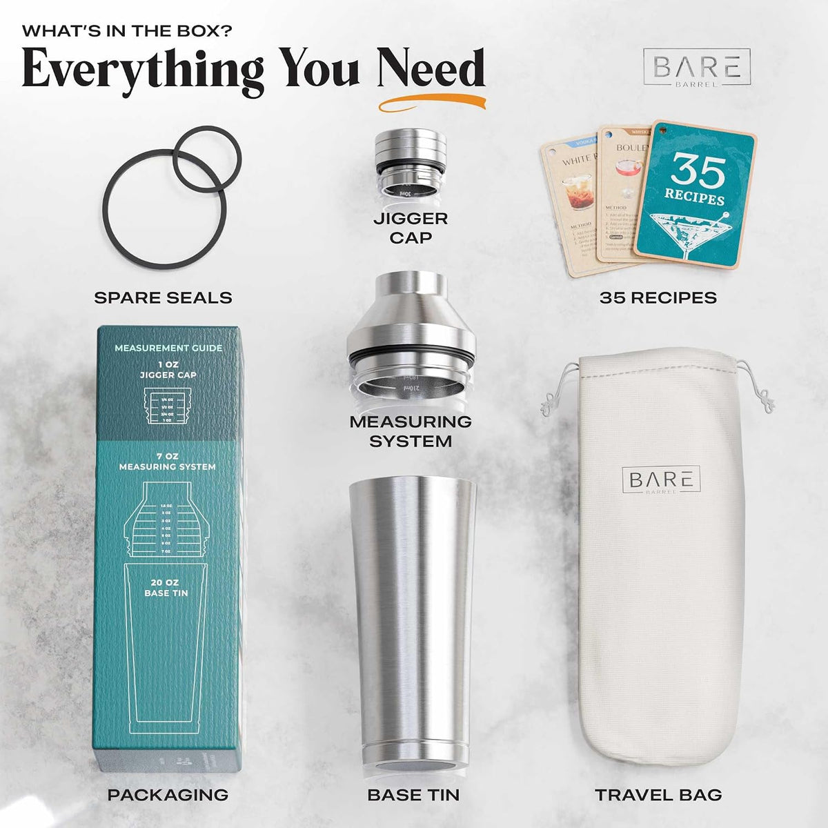 Insulated Cocktail Shaker | Vacuum Double Wall Stainless Steel (Silver)